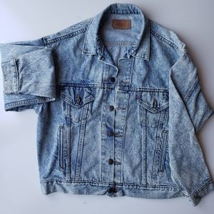 Levi's vintage denim jacket trucker acid wash light wash size L 80s 90s Y2k